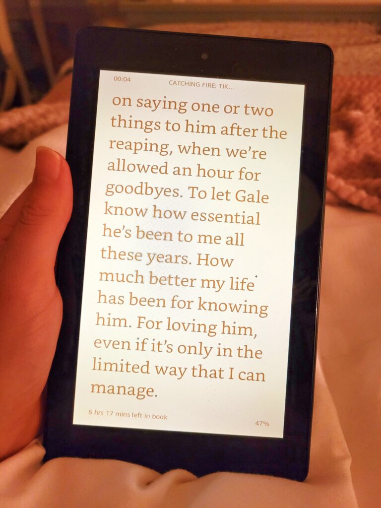 Photo taken by Becky, of the view from her reading her kindle.