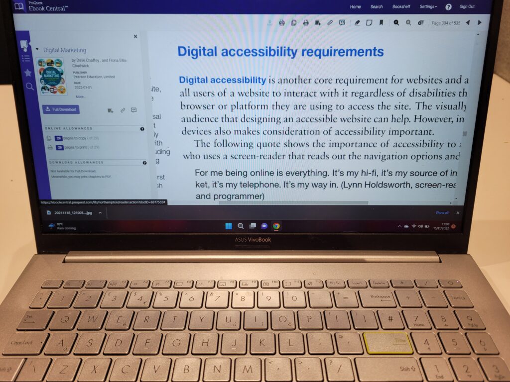 Photo shows an example of one of my text books which I have as a eBook